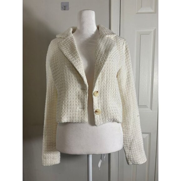 WhiteRoom + Cactus Cream Textured Tweed Cropped Blazer – Size S (Good Condition) - Picture 4 of 8